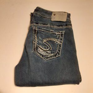 Silver Jeans Women's Embellished Suki Mid Slim Boot Jeans Size 28